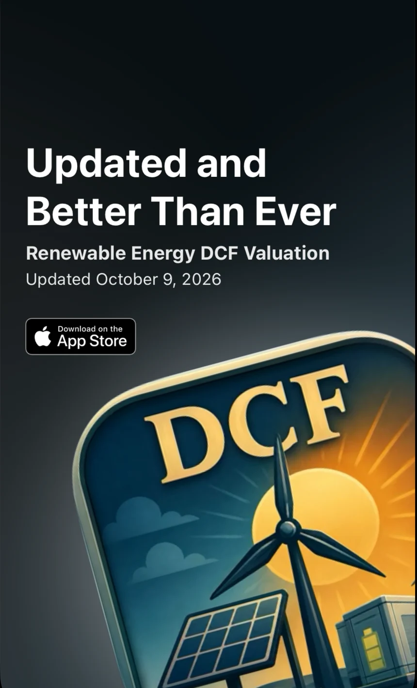 Promotional poster for Renewable Energy DCF Valuation